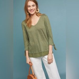 Anthropologie Sanctuary Sylvia Green Linen Top Women’s Size Small